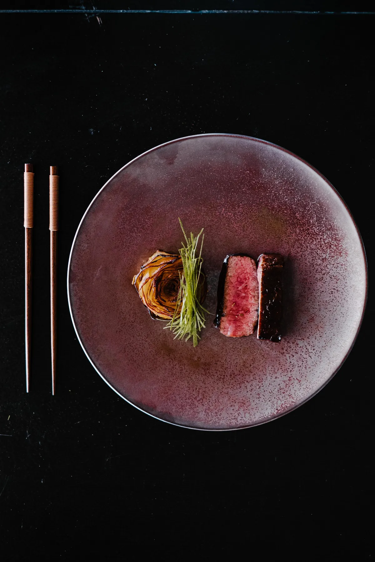 Dessert served on a dark table